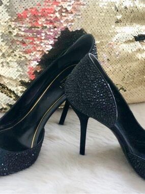Gucci Heels Black Crystal-covered Sparkly Elegant Classic